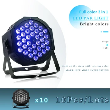 10 шт./лот 36x3 Вт LED Par Light RGB Диско-Осветительное Оборудование 3/7-Канальный DMX 512 Стробоскоп DJ Party Stage Lighting Effect Light