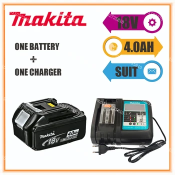 100% Оригинальная Аккумуляторная Батарея Makita 18V 4.0Ah для Электроинструментов со светодиодной литий-ионной Заменой LXT BL1860B BL1860 BL1850
