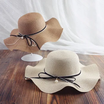 120 шт./лот, женская новая модная летняя повседневная пляжная соломенная шляпа/соломенная шляпа от солнца с бантом