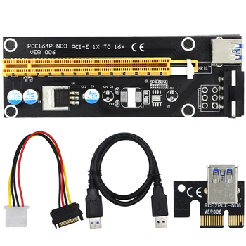 2021 PCIe Riser VER006 PCI Express 1x 16x Адаптер 15-Контактного 4-контактного Питания Простая установка, Устойчивый к подключению для майнера