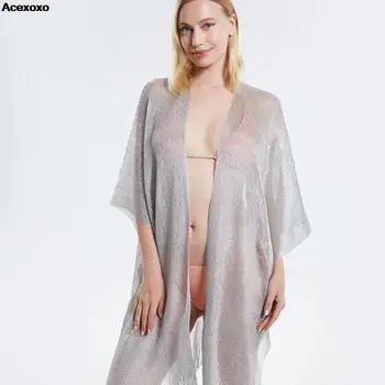 2023 Сексуальная сетка с однотонным платком-шарфом, Модное женское полотенце-шаль