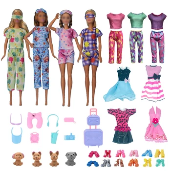 34 Упаковки Одежды и аксессуаров для кукол для девочек, 4 Пижамы, 3 Костюма для йоги, 4 Модных Платья, 10 Комплектов обуви для путешествий для Кукол 11,5 Дюймов