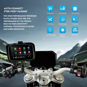 5-дюймовый GPS-навигатор для мотоцикла на открытом воздухе Carplay Android Auto Мотоцикл TPMS Система контроля давления в шинах Мотоцикла Аксессуар