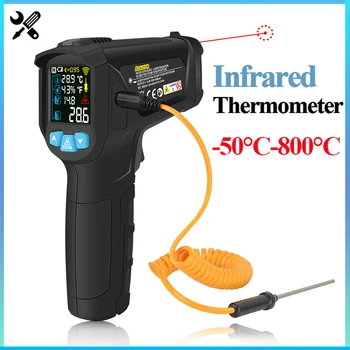-50 ~ 800 °C Цифровой инфракрасный термометр Цветной ЖК-экран Цифровой промышленный термометр Ручной бесконтактный измеритель температуры