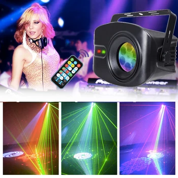 54 Рисунка Диско Лазерный проектор Праздничный свет Красный Зеленый Лазер DJ Синхронизация с музыкой RGB Стробоскоп Пульт дистанционного управления для домашних танцев на сцене