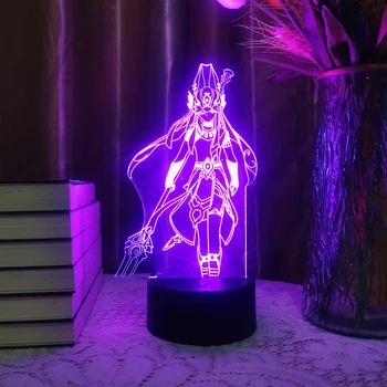 Cyno Аниме 3D Светодиодная лампа Genshin Impact Wanderer Game 16 Цветов Ночник для детского домашнего декора Рождественской вечеринки Иллюзионный подарок