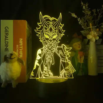 Genshin Impact Детский ночник в маске Xiao Led, меняющий цвет, Декор игровой комнаты для детей, подарок на день рождения, аниме светодиодный светильник