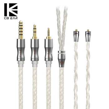 KBEAR Expansion 24-жильный 4N Посеребренный кабель для гарнитуры с 2.5/3.5/4.4 мм 2-контактным разъемом/QDC/MMCX/TFZ Заменить кабель BLON BL-03