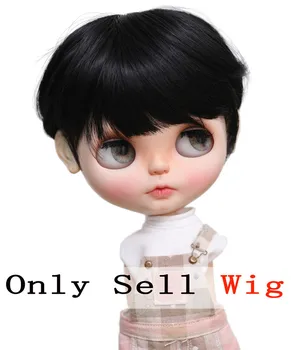 Lindollwig 9-10-дюймовый парик Blyth с короткими черными волосами 1B