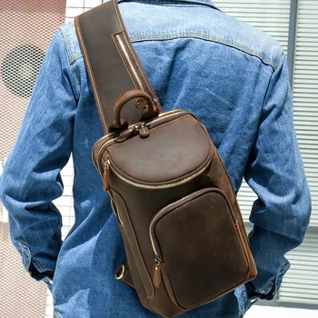 Luufan Повседневная Нагрудная сумка из натуральной кожи, Мужской iPad Mini, сумки на плечо из коровьей кожи, мужские противоугонные летние сумки-слинги через плечо