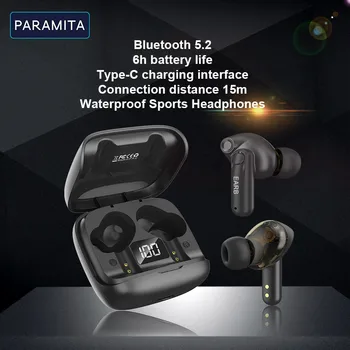 PARAMITA Беспроводные Bluetooth наушники BT5.2 с двумя динамическими динамиками HIFI Качество звука Звонки высокой четкости Спортивные водонепроницаемые