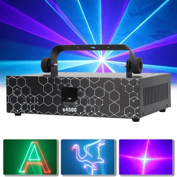 RGB Анимация, 4,5 Вт Лазерное освещение сцены, DMX 20kpps, проектор для показа сканирующего рисунка для дискотеки DJ, ночной клуб, музыкальная вечеринка
