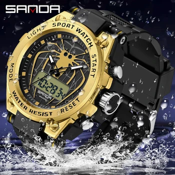 SANDA 2023 Модные Мужские Часы Спортивные Военные Кварцевые Часы 50 М Водонепроницаемые Наручные Часы Для Мужчин Relogio Masculino 3159