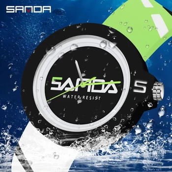 SANDA Новые мужские женские часы Унисекс 50 м с водонепроницаемым силиконовым ремешком, повседневные модные кварцевые часы, спортивные часы для мужчин и женщин 3201