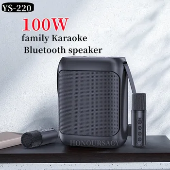 YS-220 Новые Bluetooth-колонки максимальной мощности Мощностью 100 Вт, Портативное звуковое оборудование С беспроводным микрофоном, Семейная колонка для караоке на открытом воздухе