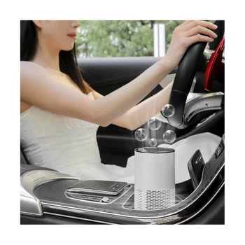 Автомобильный воздухоочиститель, Hepa-фильтры, настольный очиститель, USB-перезаряжаемый Портативный воздухоочиститель, диффузор-серый