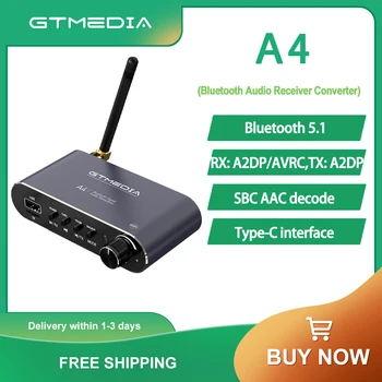Аудиоприемник GTMEDIA A4 Bluetooth 5.1 С поддержкой USB U-Disk Play Беспроводной адаптер Aux вход/выход 3,5 мм, RCA R/L Для автомобильного комплекта Динамиков