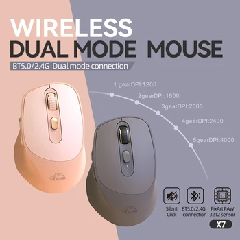 Беспроводная Bluetooth-мышь перезаряжаемая 2,4 ГГц с 6 клавишами до 4000 точек на дюйм Компьютерная мышь USB X7 Игровой плеер ПК Ноутбук