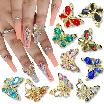 Блестящие подвески для ногтей с бабочками из циркона, Стразы для ногтей с бабочками, Драгоценные камни для ногтей, кристаллы, подвески для дизайна ногтей, драгоценные камни, украшения для ногтей