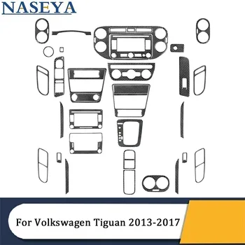 Для Volkswagen Tiguan 2013 2014 2015 2016 2017 4-Дверный Материал из Углеродного Волокна, Черные Наклейки, Декоративные Аксессуары Для Интерьера Автомобиля