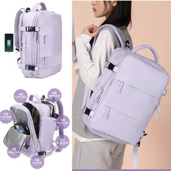 Дорожный рюкзак, сумка для багажа, Женский рюкзак для ноутбука с USB-зарядкой, Независимый карман для обуви, Mochila, Водонепроницаемые школьные сумки, Рюкзак