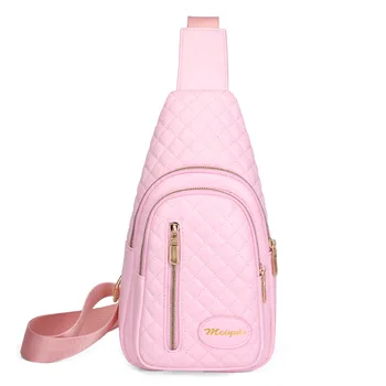 Женская Клетчатая нагрудная сумка в Корейском стиле, нагрудная сумка через плечо, Женские повседневные сумки-мессенджеры, Женская сумка через плечо, Розовая