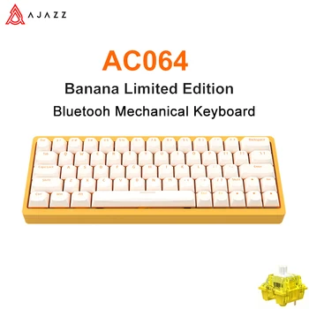 Игровая механическая клавиатура AJAZZ AC064, 64 клавиши, Переключатель горячей замены, Беспроводная клавиатура Bluetooth, игровая клавиатура для настольных ПК, ноутбуков