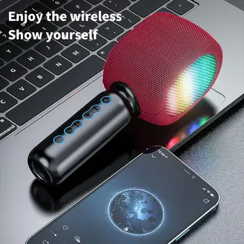Интеллектуальный Шумоподавляющий Легкий Bluetooth-совместимый Караоке-микрофон Funny Voice Changer для прямого эфира