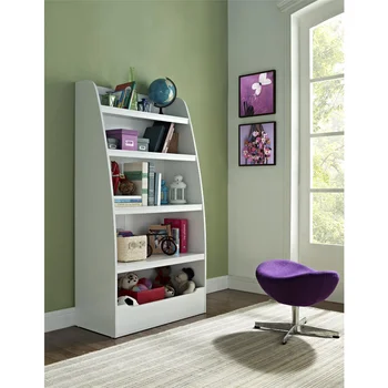 Книжный шкаф Ameriwood Home Mia для детей с 4 полками, белый Органайзер для книжных полок, Книжный стеллаж для книг, Детская книжная полка