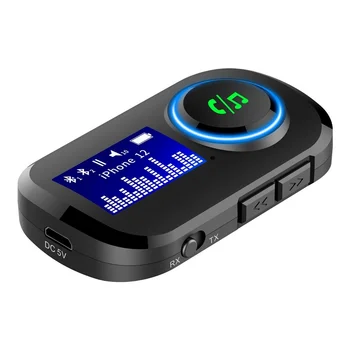 Комбинированный приемник и передатчик Bluetooth T5 с дисплеем, встроенный аккумулятор 3,5 мм, аудио адаптер Bluetooth 5,0