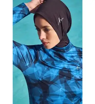 Купальники-хиджабы Hashema Narcine Saks из лайкры с синим рисунком и черного цвета