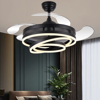 Лампа светодиодная художественная люстра Подвесной потолочный вентилятор со светом Скандинавский декор спальни ресторан обеденный пульт дистанционного управления