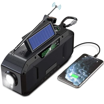 Многофункциональное Аварийное Bluetooth-радио на Солнечной Батарее AM/FM-Погодное радио Используется С Фонариком и Лампой для чтения, Зарядным устройством для мобильного телефона