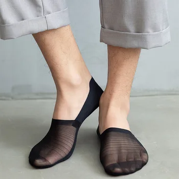 Мужские носки, Летние нескользящие силиконовые невидимые носки до щиколотки, Нейлоновые тонкие Повседневные дышащие Мужские Белые Черные тапочки с короткими носками