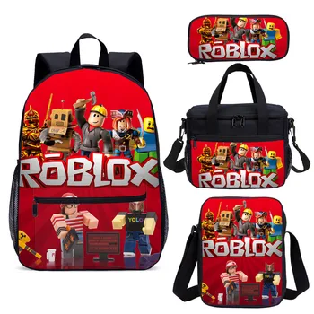 Набор школьных ранцев Roblox Game Animation Peripheral Backpack из четырех частей для учащихся начальной и средней школы - Лучший подарок
