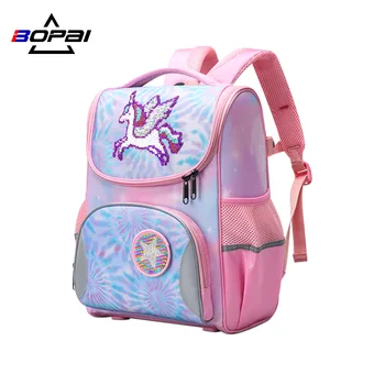 Новая Дышащая защита позвоночника от 1 до 3 класса, Милый мультяшный школьный рюкзак Унисекс, Антибактериальный, легкий, водонепроницаемый, бренд Bo