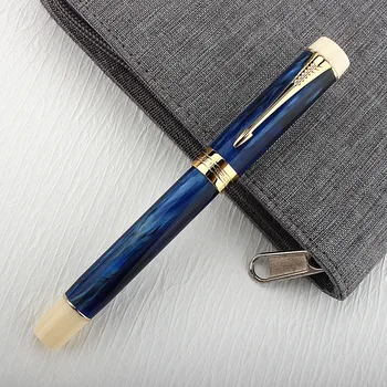Новая Перьевая ручка Jinhao 100 Centennial из смолы Galaxy Blue с тонким 18-килограммовым золотым зажимом, подарочная ручка для делового офиса
