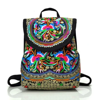 Новые женские рюкзаки с национальной вышивкой для покупок!Красивый женский рюкзак с цветочной вышивкой в богемном стиле, хит продаж, холщовый рюкзак