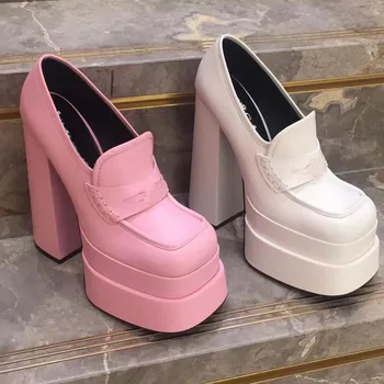 Новые Модные женские туфли-лодочки на высоком каблуке с Квадратным носком, Женские Пикантные туфли для вечеринки в розовом платье, Фиолетовые каблуки 34-43