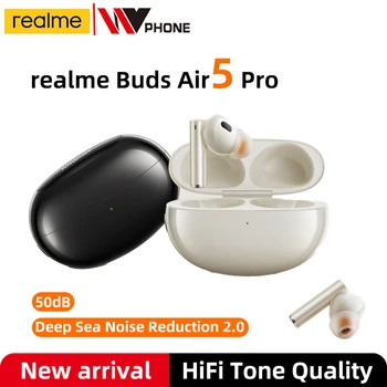 Новые наушники realme Buds Air 5 Pro TWS с уровнем звука Hi-Fi 50 дБ С активным шумоподавлением Hi-res LDAC Bluetooth5.3