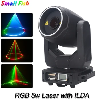 Новый Лазер с Движущейся Головкой 5 Вт RGB + Сканер линий луча 40x0,5 Вт RGB Проектор DJ Диско Сценический Световой Эффект Свадебный Бар Клуб DMX ILDA