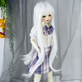 Парик куклы BJD 1/3 Длиной 8-9 дюймов с Прямыми волосами чистого Белого цвета для куклы BJD/SD/Smart Doll/MSD/Minifee/Yosd