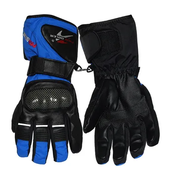 Перчатки для защиты от падения и скольжения для профессиональных байкеров, зимние утолщающие и удлиняющие бархатные теплые перчатки для лыжной езды