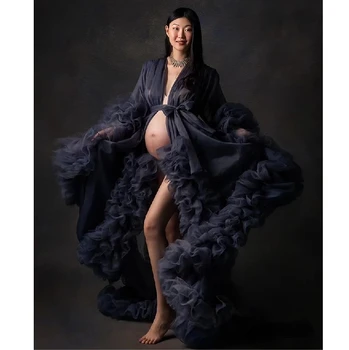 Платье для беременных, перспективный прозрачный Длинный халат, пушистое платье для фотосессии, реквизит
