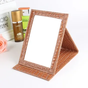Портативное Складное Зеркало для макияжа из искусственной кожи с подставкой для зеркал для макияжа, косметические инструменты 20x15 см