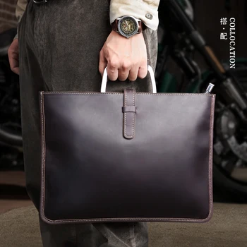 Портфель на молнии, мужская сумка из натуральной кожи, офисные рабочие сумки для женщин, большая вместительная сумка для ноутбука через плечо