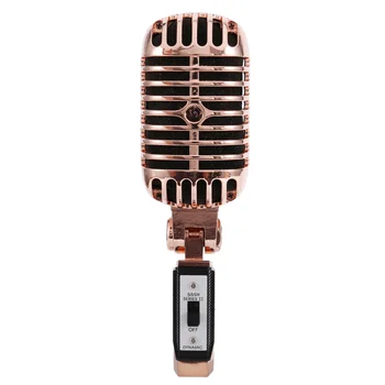 Профессиональный проводной Винтажный классический микрофон, динамический вокальный микрофон, микрофон для Караоке в прямом эфире (розовое золото)