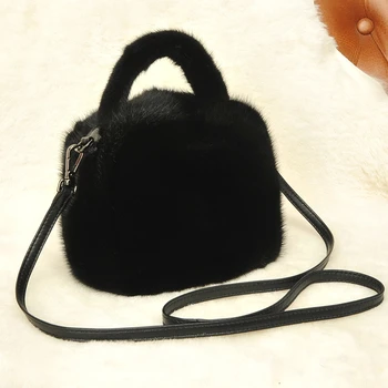 Роскошная женская меховая сумка для отдыха, Зимняя импортная сумка из натурального меха норки, Модная изысканная меховая маленькая квадратная сумка