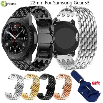 роскошный Сменный ремешок для часов Samsung Gear S3 Frontier из нержавеющей стали 22 мм/Классический ремешок для смарт-часов Huawei Watch GT