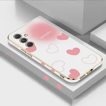 Роскошный Чехол для телефона с розовым Сердечком Для Samsung Galaxy A54 A34 A24 A73 A53 A52 A52S A04S A04E A72, Чехол